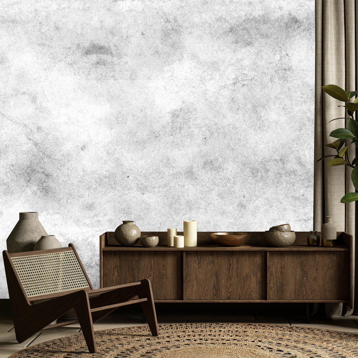 FOTOTAPETE für Wohnzimmer Grauer Beton Minimalismus Loft 300x210 - Weiß/Grau, Papier (300/210cm) - Muralo