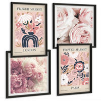 BILDER SET 4er Set - 50x50 cm & 40x60 cm Schwarzer Rahmen - Blumenmotive Rosen Paris - Schwarz, Kunststoff (50/50cm) - TULUP