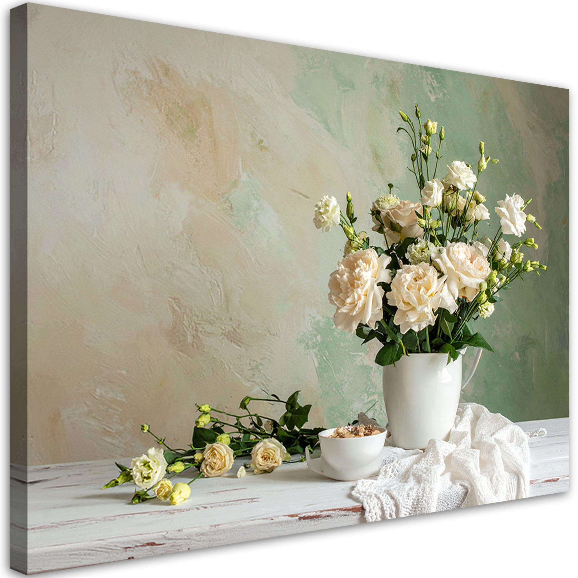 LEINWANDBILD Blumen 60x40cm - Beige, Textil (60/40cm) - Feeby