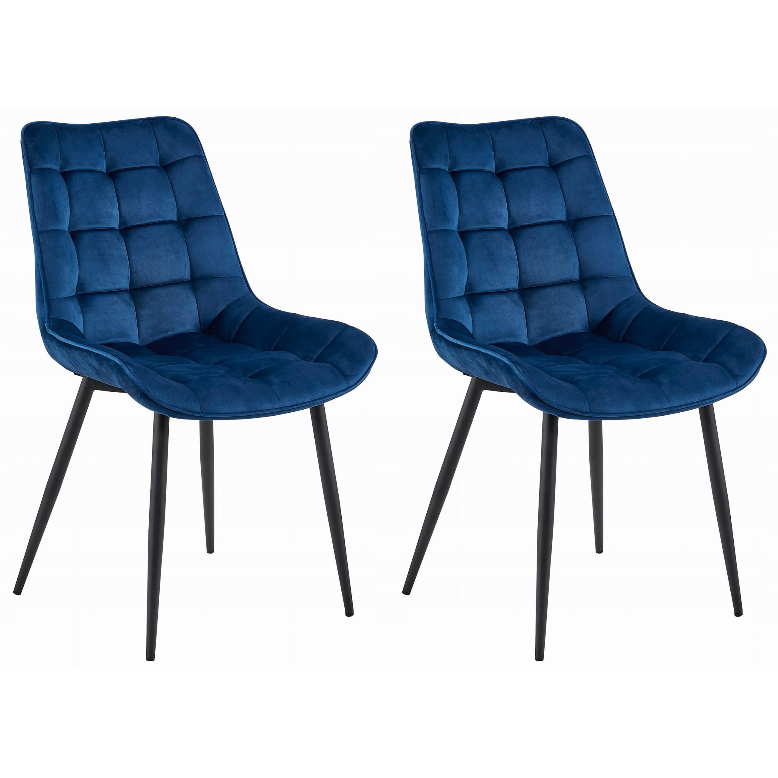 STUHL BARDI 2-er Set, Blau, Schwarz, mit Samtstoff gepolstert - Grün, Textil/Metall (49/83/58cm) - Komodee