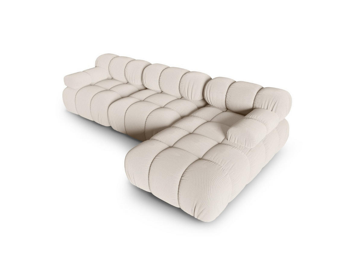 ECKSOFA modular rechts Bellis aus 3D-Stoff leichtes beige 4 Sitzplätze - Creme, Textil (155/282cm) - Micadoni