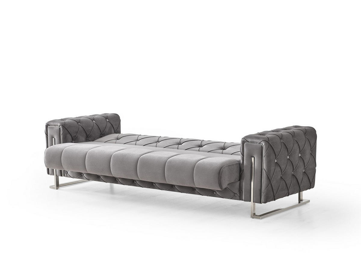 SITZGARNITUR Shimla, Grau Stellvariante 2+2+1 - Grau, Holzwerkstoff/Metall (160/80/100cm)