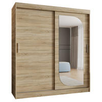 SCHWEBETÜRENSCHRANK 200/180/62 2-türig - Silberfarben/Sonoma Eiche, Holz (180/200/62cm) - MÖBEL KRYSPOL