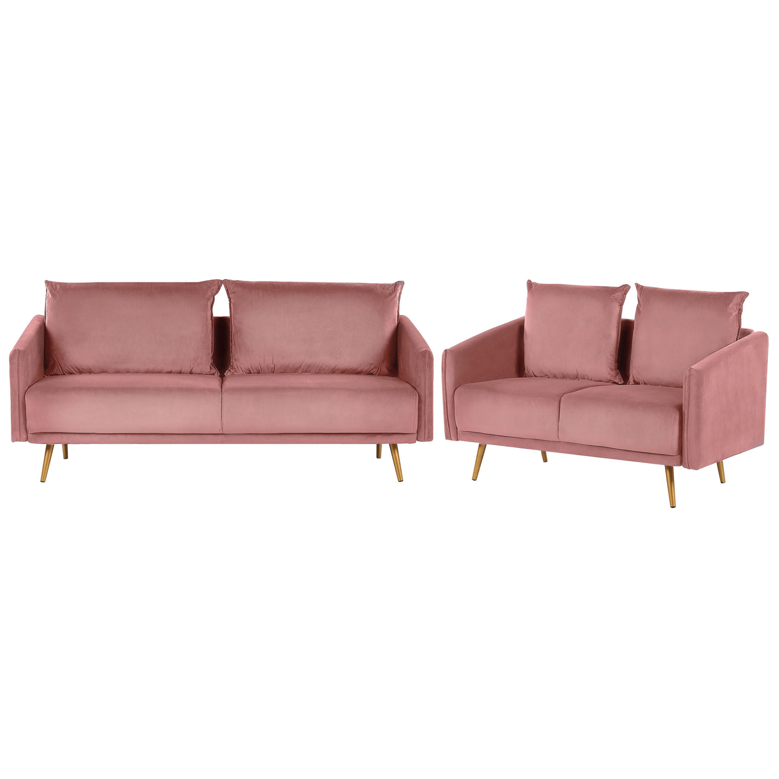 5-SITZER SOFA SET Samtstoff Rosa Maura - Pink, Textil (185/83/78cm) - Beliani