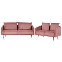 5-SITZER SOFA SET Samtstoff Rosa Maura - Pink, Textil (185/83/78cm) - Beliani