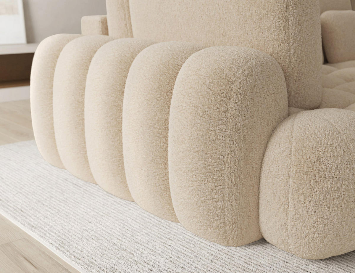 ECKSOFA COZION L-Form mit Schlaffunktion & Bettkasten – Modernes 3-Sitzer Sofa, HR-Kaltschaum, Wellenfederung, 267 × 165 cm - Creme/Schwarz, Kunststoff (165/267cm) - Wohnideebilder