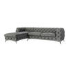 ECKSOFA Chesterfield Laura Grau Samt - Silberfarben/Grau, Holz/Textil (305/200cm) - S-Style Möbel