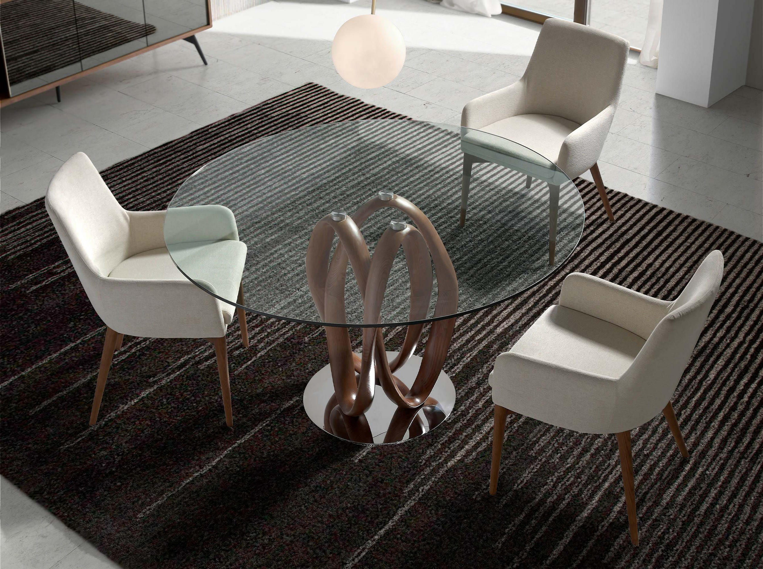Thumbnail - Angel Cerda Esstisch, Transparent, Walnuss, Holz, Metall, Glas, 120x75x120 cm, Esszimmer, Tische, Esstische