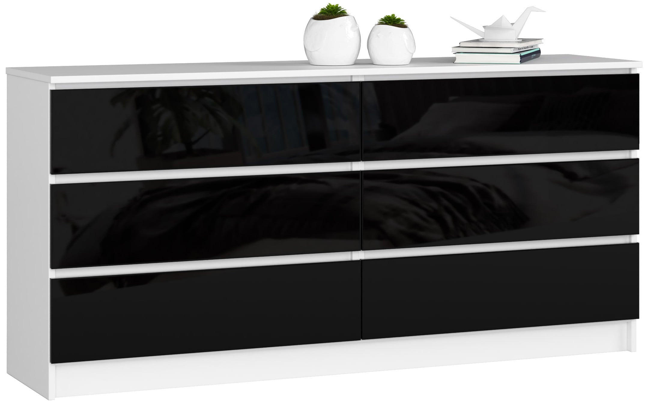 RAUMHIRSCH FURNITURE KOMODA bílá, černá lesklá 77/160/40