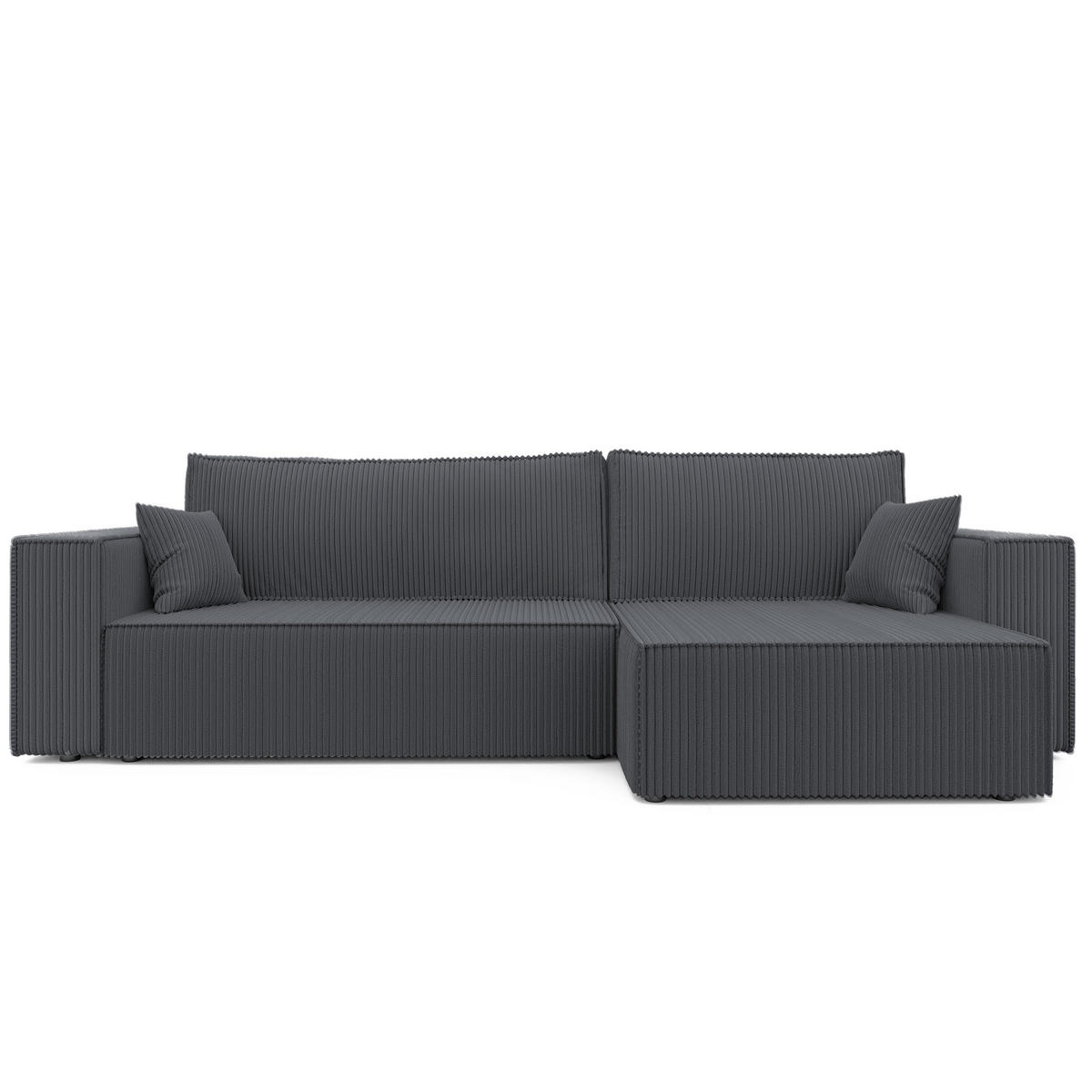 ECKSOFA mit Schlaffunktion und Bettkasten, Grau - Grau, Holzwerkstoff/Textil (145/276cm) - Idohome