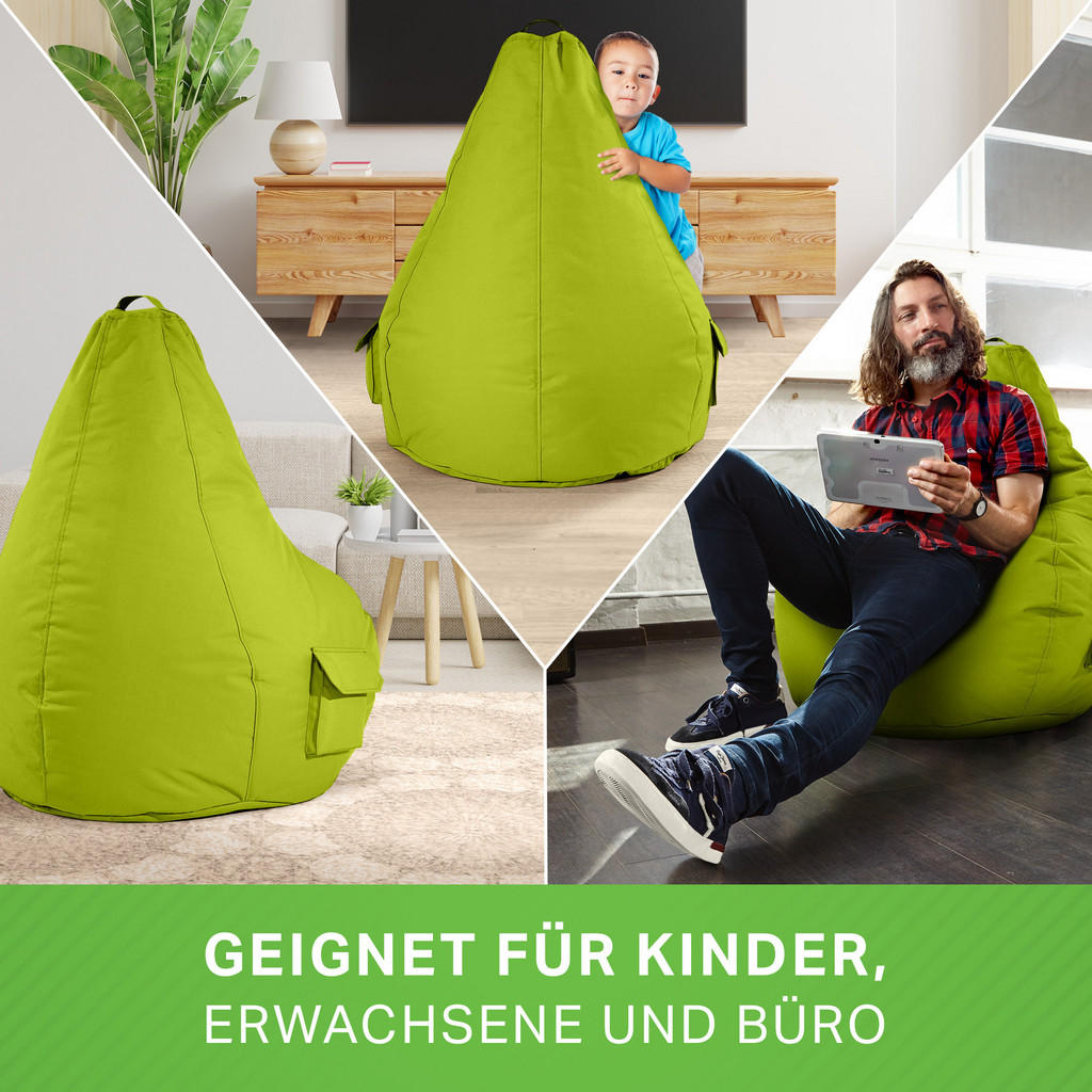Thumbnail - Green Bean Sitzsack, Grün, Textil, Füllung: Styroporkugeln, Oval, 70x90x80 cm, Hergestellt in Deutschland, Wohnzimmer, H...