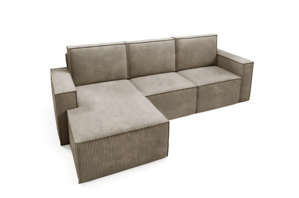 ECKSOFA Orto Hellbraun, Dreisitzer Kordecksofa rechte seite - Hellbraun, Holzwerkstoff/Textil (180/142cm) - Bettso