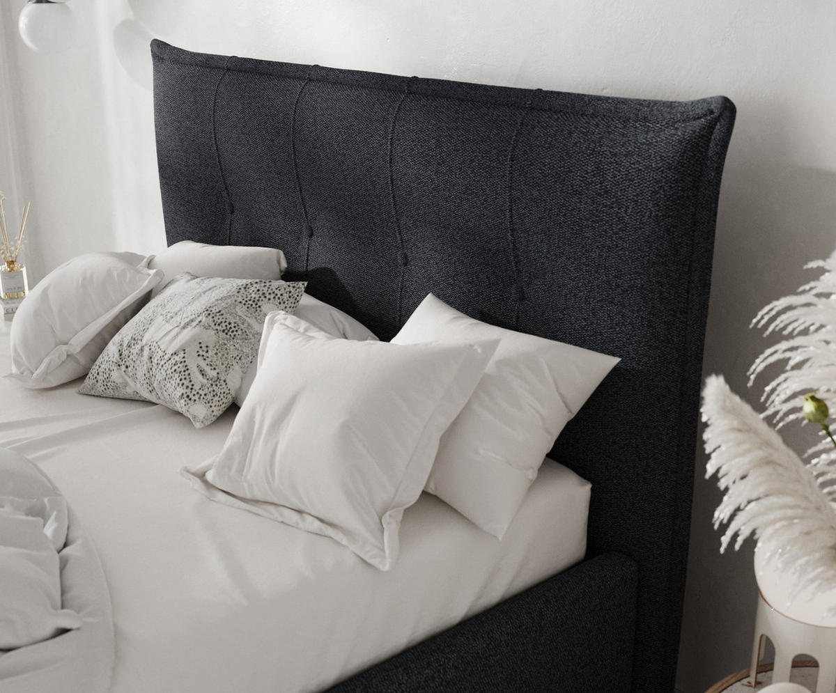 POLSTERBETT Plaza 120/200 cm Anthrazit im Riva Stoff - Anthrazit/Naturfarben, Holz/Holzwerkstoff (120/200cm) - AltaBeds