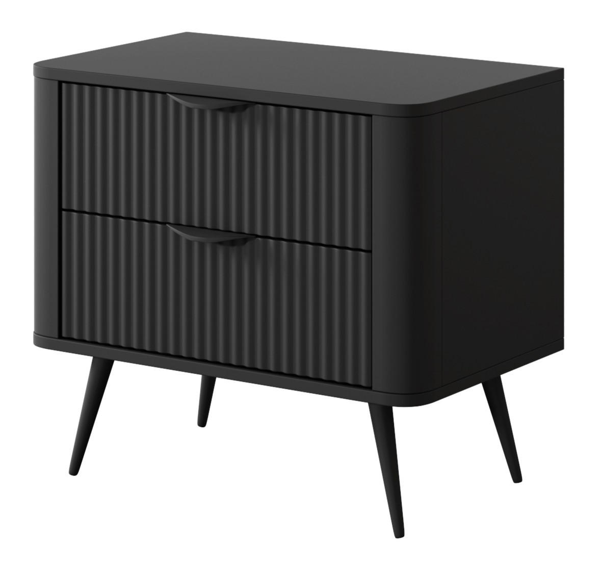 NACHTTISCH Schwarz Lena Ryflowany - Schwarz, Holzwerkstoff (63/55/38cm) - Sepro Meble