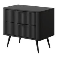 NACHTTISCH Schwarz Lena Ryflowany - Schwarz, Holzwerkstoff (63/55/38cm) - Sepro Meble