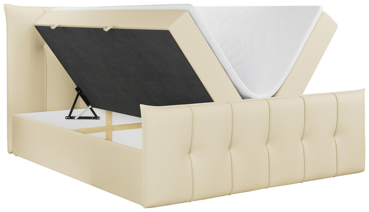 BOXBETT PREMIUM 11 200/200 Creme Kunstleder - H4 - Creme, Holz/Textil (200/200cm) - MKS