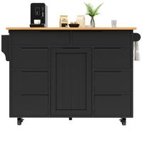 KÜCHENINSEL mit Klapptisch 122 x 74,5 x 91,5 cm Schwarz - Schwarz, Holz (74.5/91.5/122cm) - Beauniv