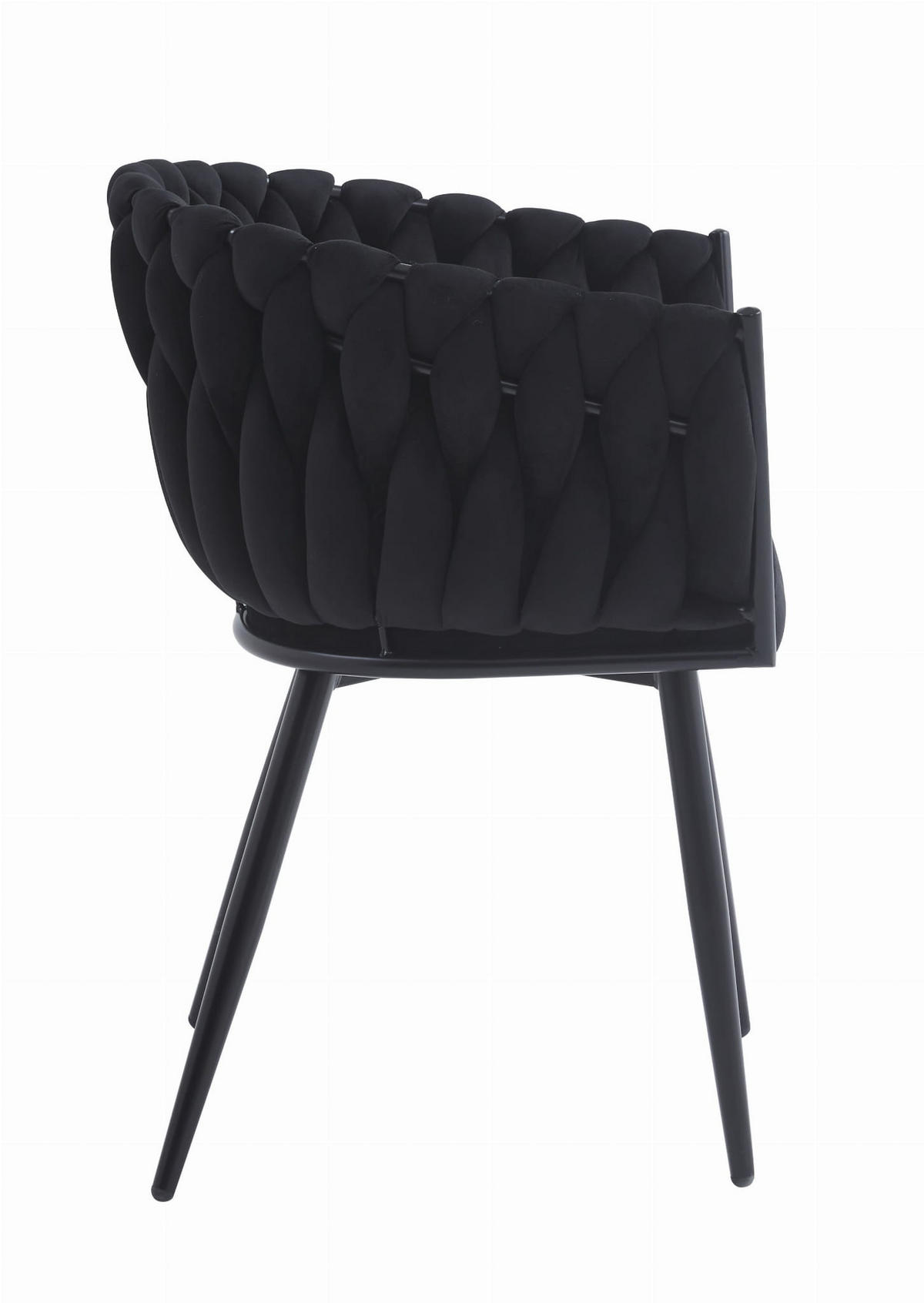 STUHL ARONA 6-er Set, Schwarz, Schwarze metallische Beine - Schwarz, Textil/Metall (61/79/55cm) - Komodee