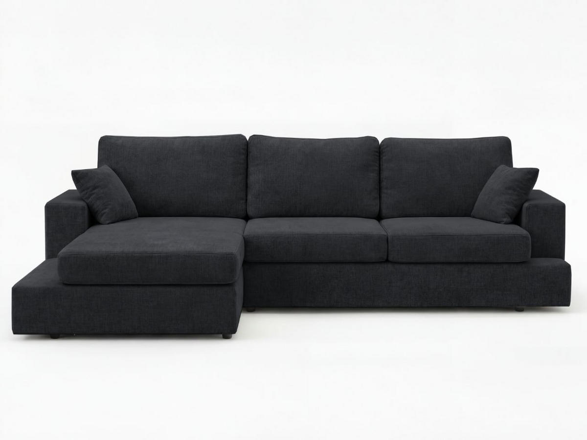 ECKSOFA Nesto Schwarz Links - Schwarz, Holz/Textil (260/165cm) - Graingold