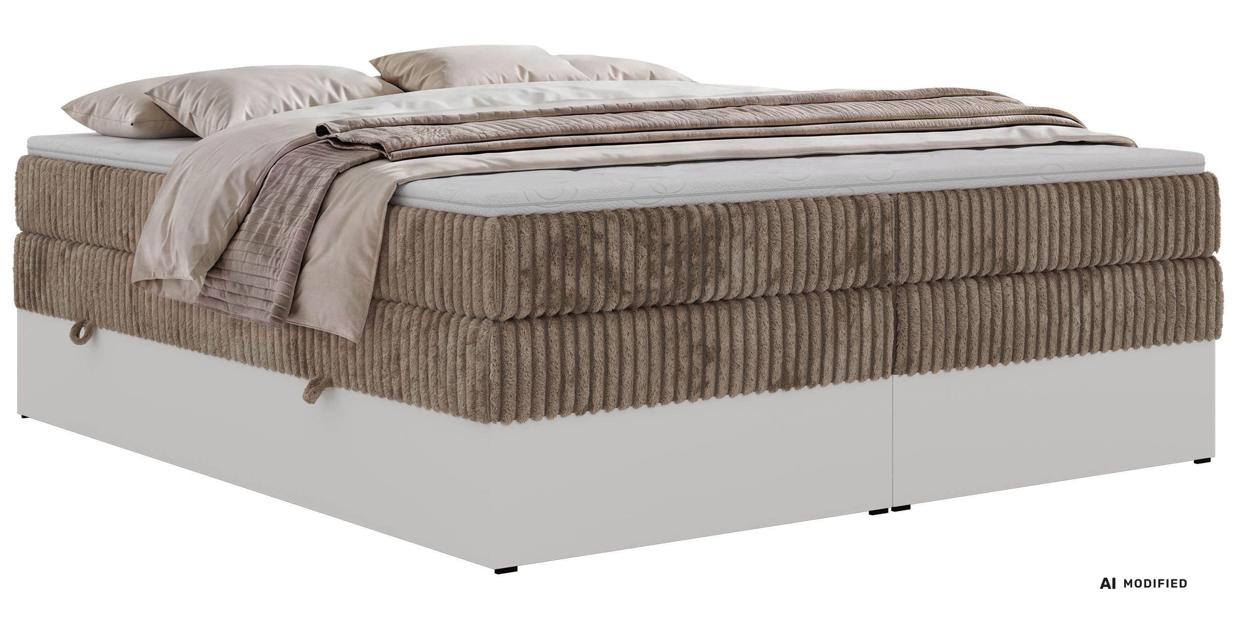 BOXSPRINGBETT TRAVIT ZERO KING 180/200 - Braun Cord - Topper T25 - H3 - Schwarz/Braun, Kunststoff/Textil (180/200cm) - MKS