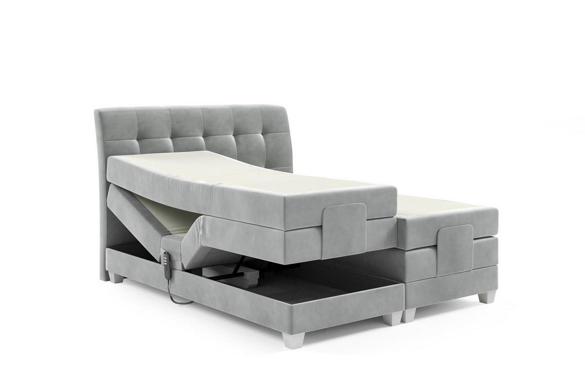 BOXSPRINGBETT Elektrisch Franco - Graubraun, Holzwerkstoff/Textil (140/200cm) - Fun Möbel