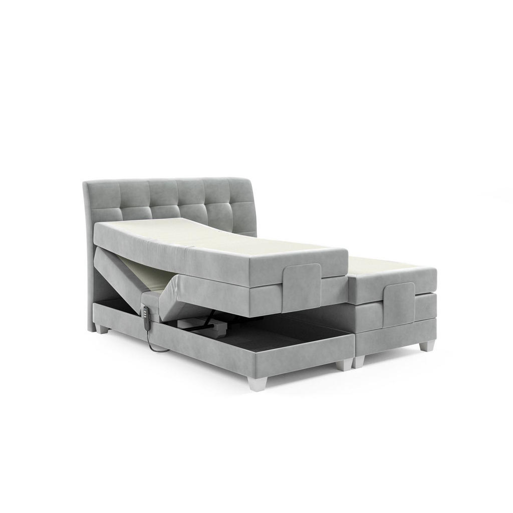Thumbnail - Fun Möbel Boxspringbett, Grau, Textil, 180x200 cm, Schlafzimmer, Betten, Boxspringbetten