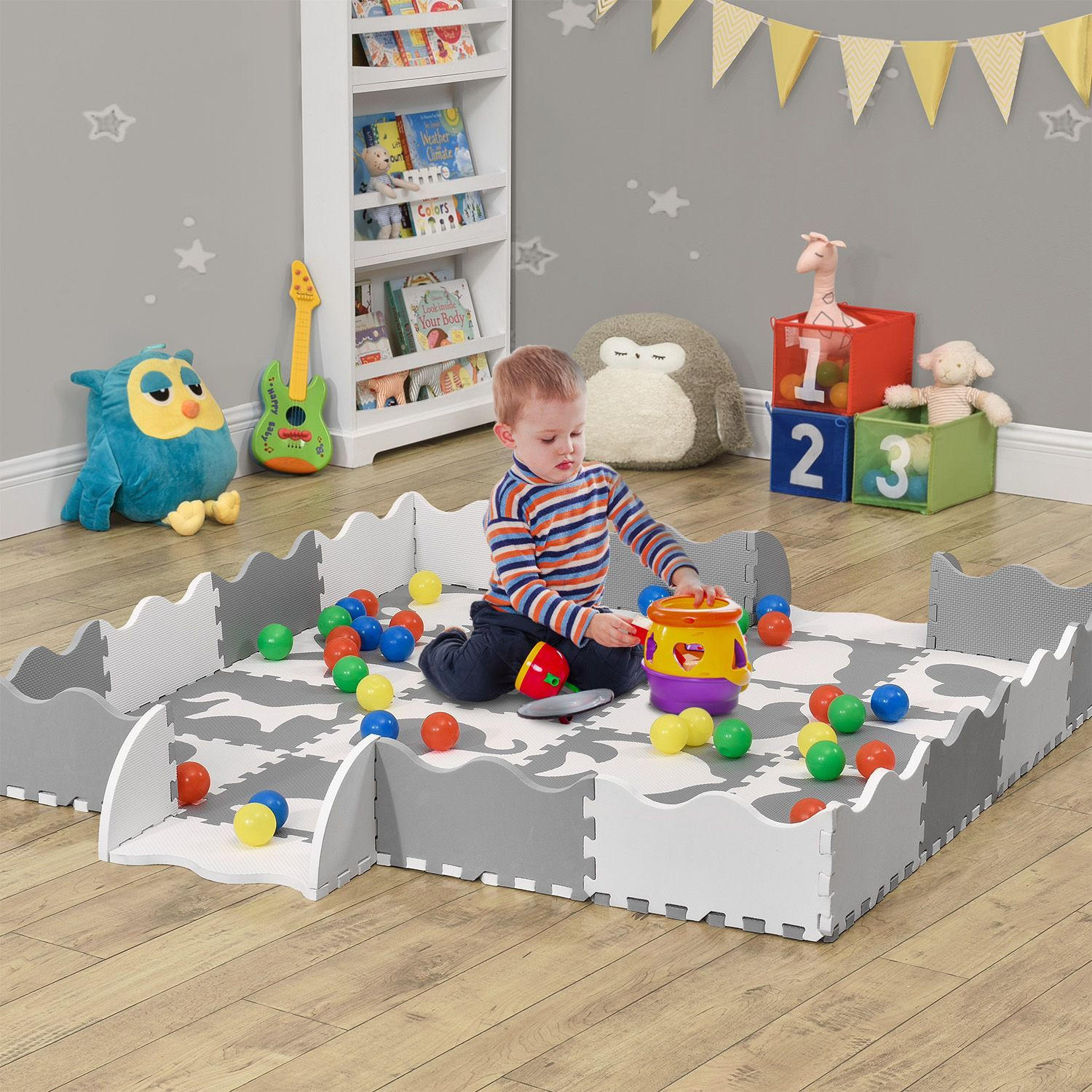 KINDER PUZZLEMATTE Timon (36 Teile) - Grau, Kunststoff (189/1/189cm) - Juskys