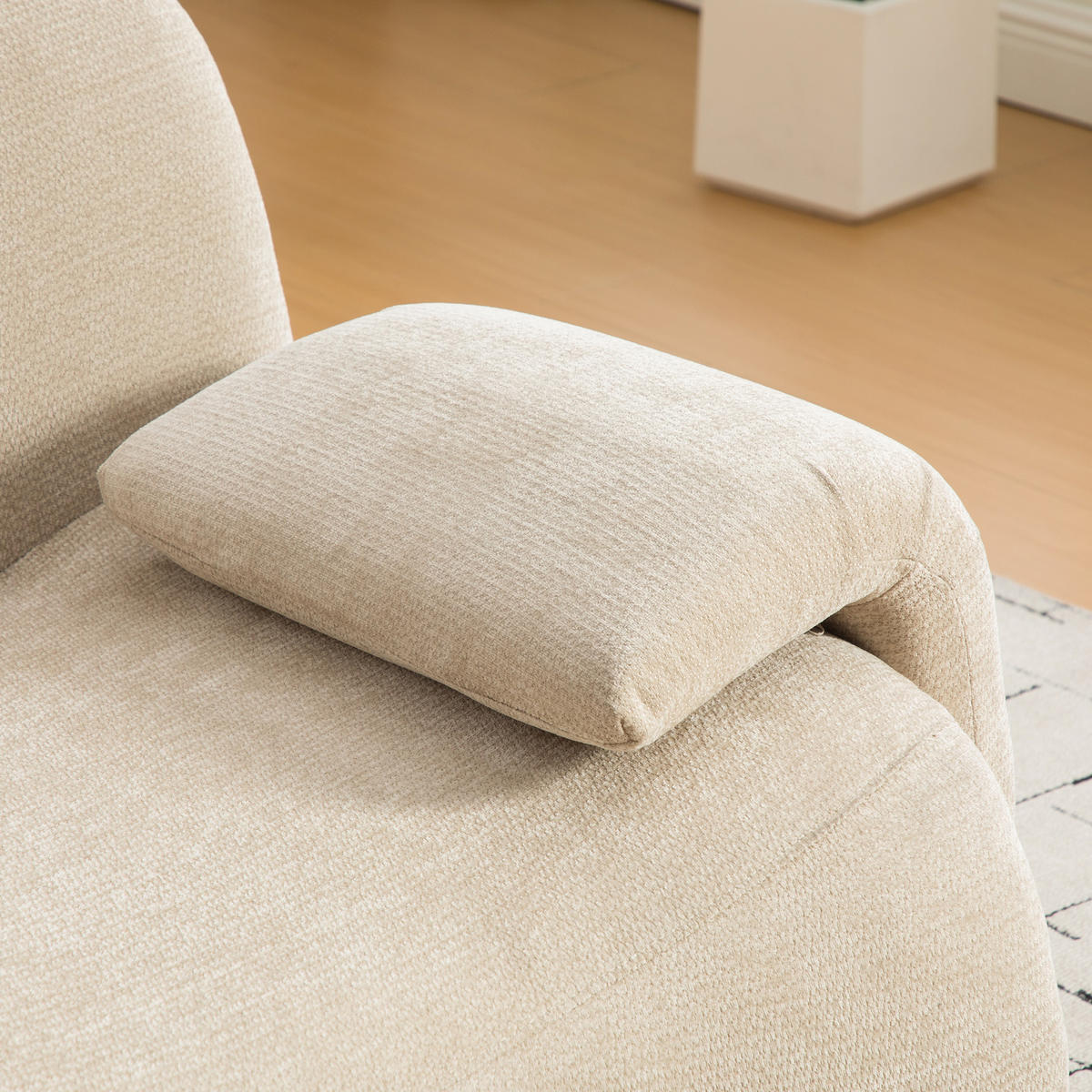 SESSEL DE-35120 mit Chenille-Bezug Hellkhaki - Sandfarben, Textil (92.5/73.5/120cm) - ComfortXL