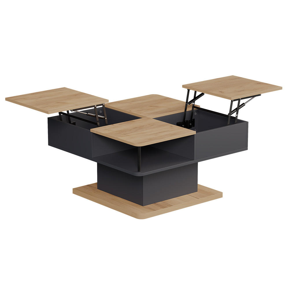 COUCHTISCH Movira Anthrazit 80 x 45 cm mit Staufächern - Honigeiche/Anthrazit, Holzwerkstoff (45/80/80cm) - Vicco