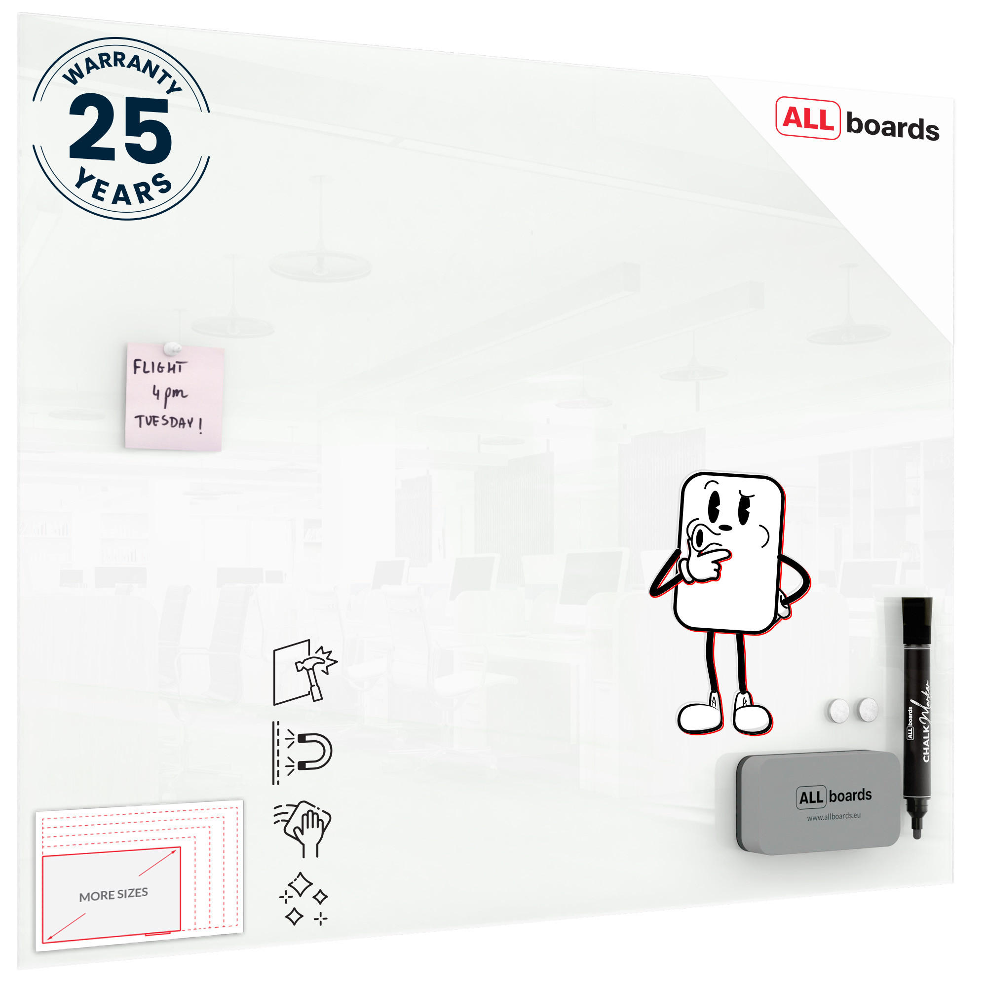 GLASBOARD - Weiß CLASSIC WHITE 100x80cm - Weiß, Glas (100/80/0.7cm) - ALLboards
