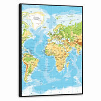 LEINWAND Bilder mit Rahmen - Weltkarte - Statistisch - Blau - Erde - Bildung - 60x80 - Blau, Textil (60/80cm) - MuchoWow