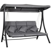 HOLLYWOODSCHAUKEL aus Metall in Grau mit verstellbarem Sonnendach - Grau, Metall (200/168/115cm) - Modfu