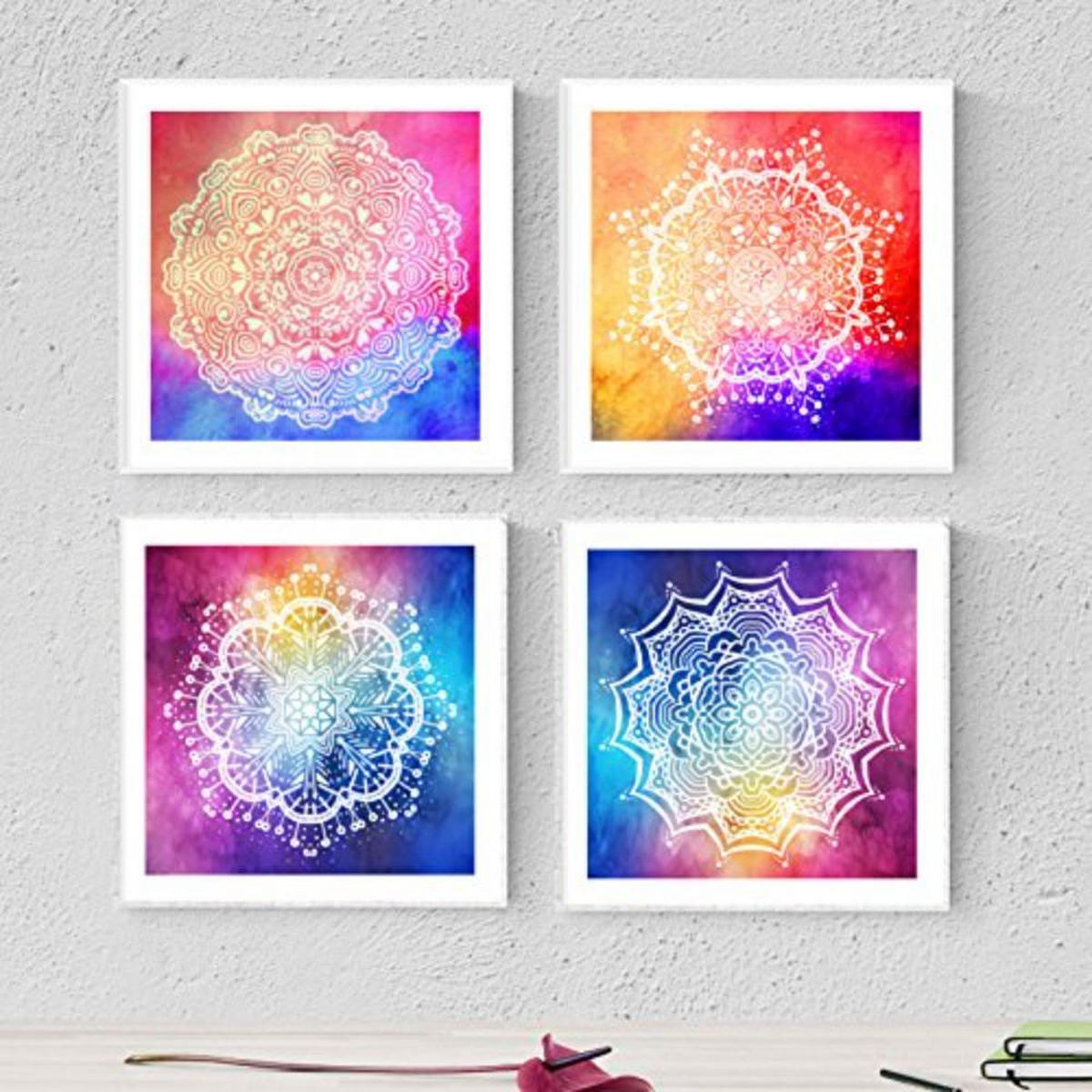 POSTER Set mit 4 Mandalas Sinnlichkeit 20x20cm Rahmenlos - Klar, Papier (20/3cm) - Nacnic