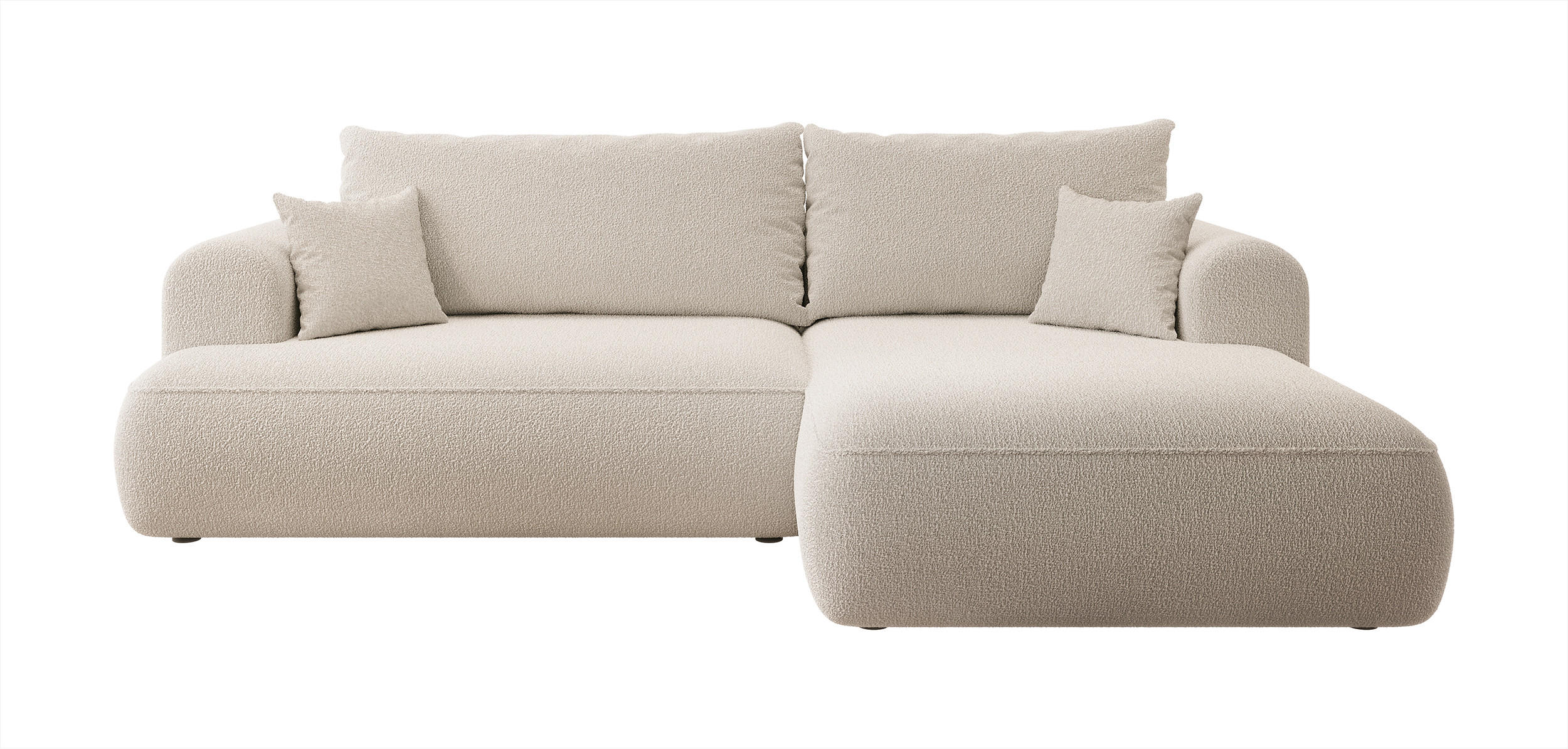 ECKSOFA Ovo Beige Boucle - Beige/Schwarz, Kunststoff/Textil (260/165cm) - Selsey
