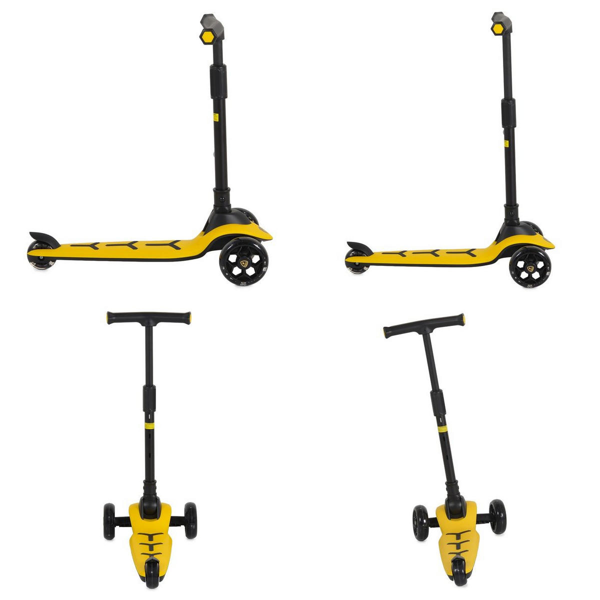 KINDERROLLER Lamborghini Pro gelb PU-Räder ABEC-7 LED Hinterradbremse bis 50 kg - Gelb, Metall (64/32/66cm) - Moni