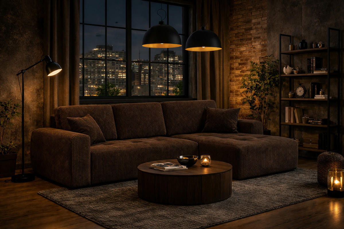 ECKSOFA Mit Schlaffunktion Und Bettkasten L-Form Ivo L, Cordstoff Poso, Braun, Rechts - Braun, Holz (250/142cm) - Kaiser Möbel