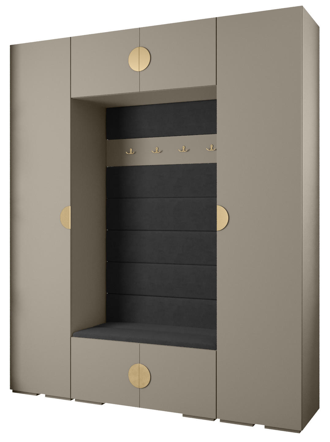 Abiks Möbel Garderoben-Set Kaschmir, Schwarz, Gold 200x236.7x47 cm