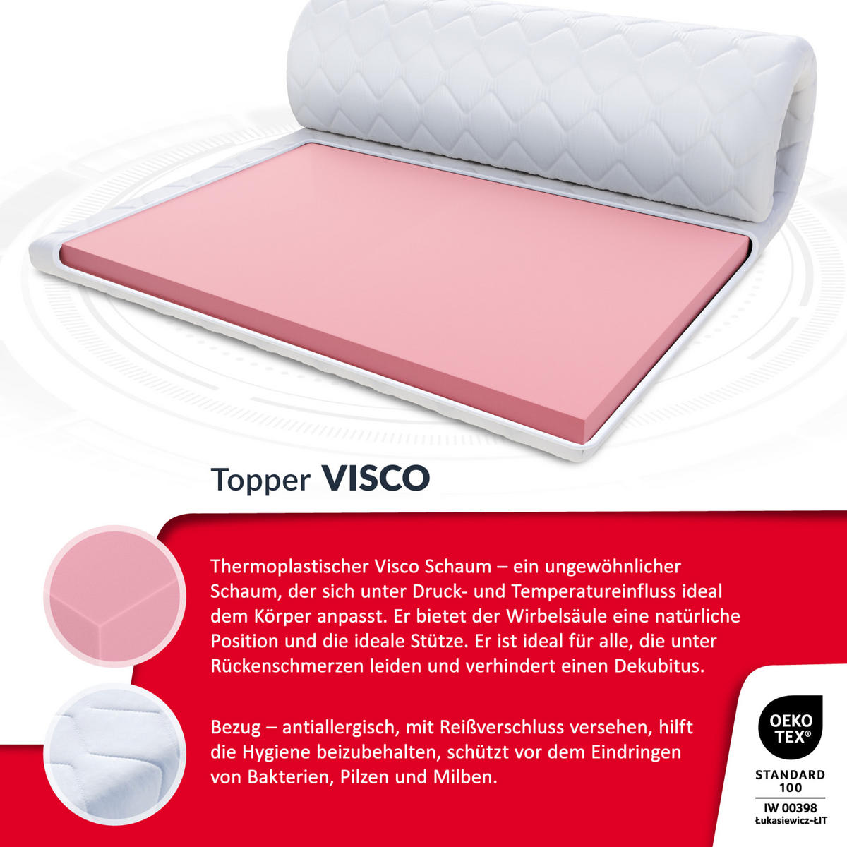 TOPPER Visco Max - Weiß, Textil (180/200cm) - FDM