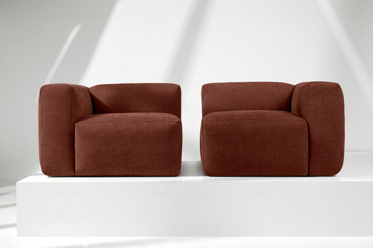 2-SITZER-MODULSOFA BUFFO mit extrem weicher und bequemer Sitzfläche, Gewebestoff, orange - Dunkelorange, Textil (210/73/96cm) - KONSIMO®