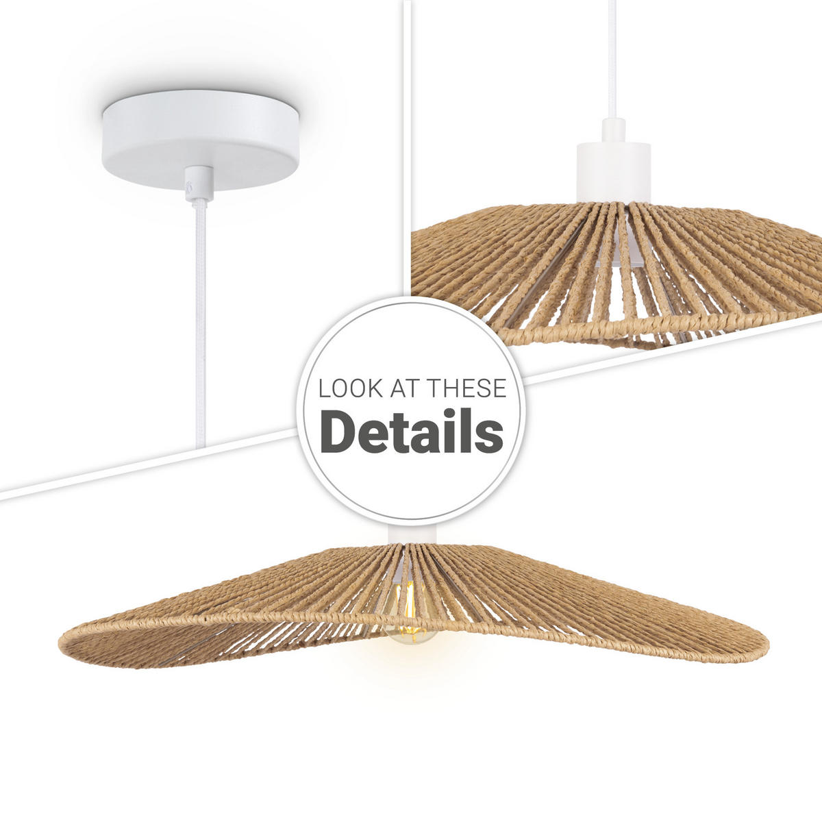 PENDELLEUCHTE Hugo - Weiß, Metall (63/63/15cm) - Paco Home