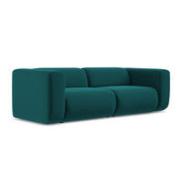 3-SITZER SOFA Samt Stoff Blau - Blau/Petrol, Kunststoff/Textil (228/70/89cm) - Makamii