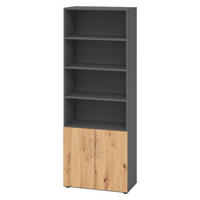 KOMBISCHRANK - 2 plus 4 Ordnerhöhen 42/80/215,6 cm in Graphitfarben/Wildeiche - Wildeiche/Graphitfarben, Holzwerkstoff (80/215.6/42cm) - bümö