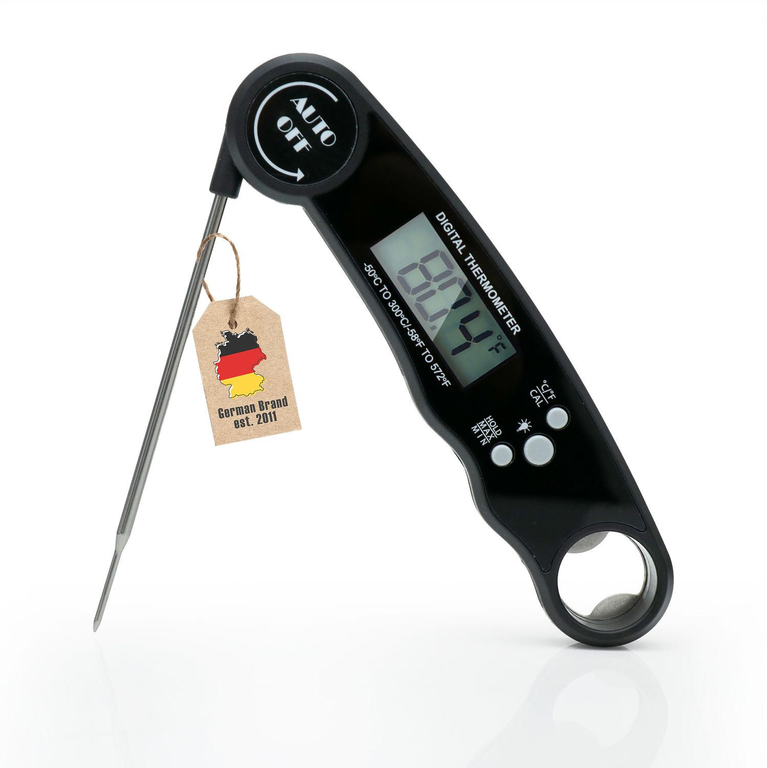 KÜCHENTHERMOMETER mit LCD-Display und Alarmfunktion - Schwarz, Kunststoff - Intirilife