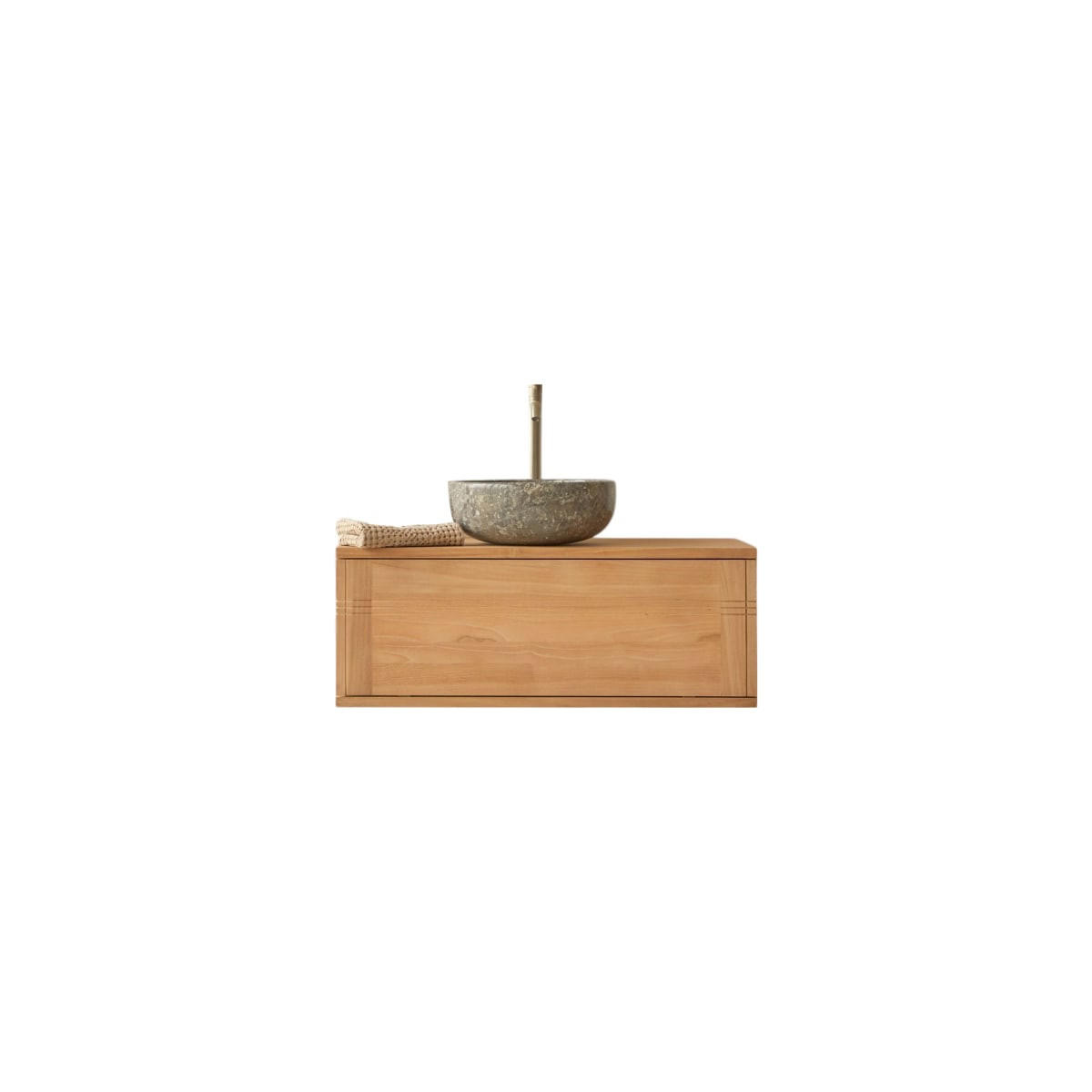 WASCHTISCHUNTERSCHRANK Basic Natur aus Teak - Naturfarben, Holz (80/30/40cm) - Tikamoon