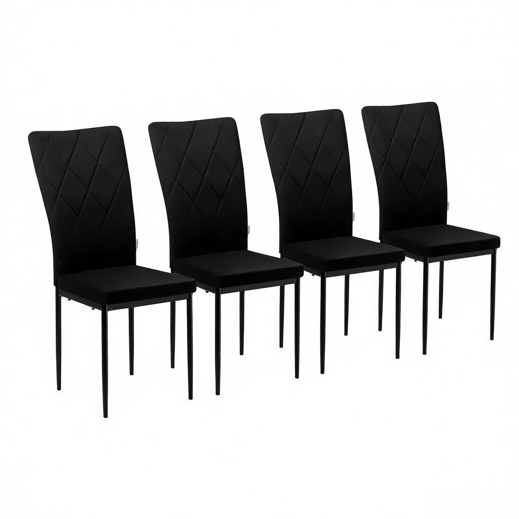 STUHL-SET DE-36119 4 Stück mit Samtbezug Grau - Schwarz, Metall (42.5/94.5/40cm) - ComfortXL