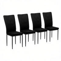 STUHL-SET DE-36119 4 Stück mit Samtbezug Grau - Schwarz, Metall (42.5/94.5/40cm) - ComfortXL