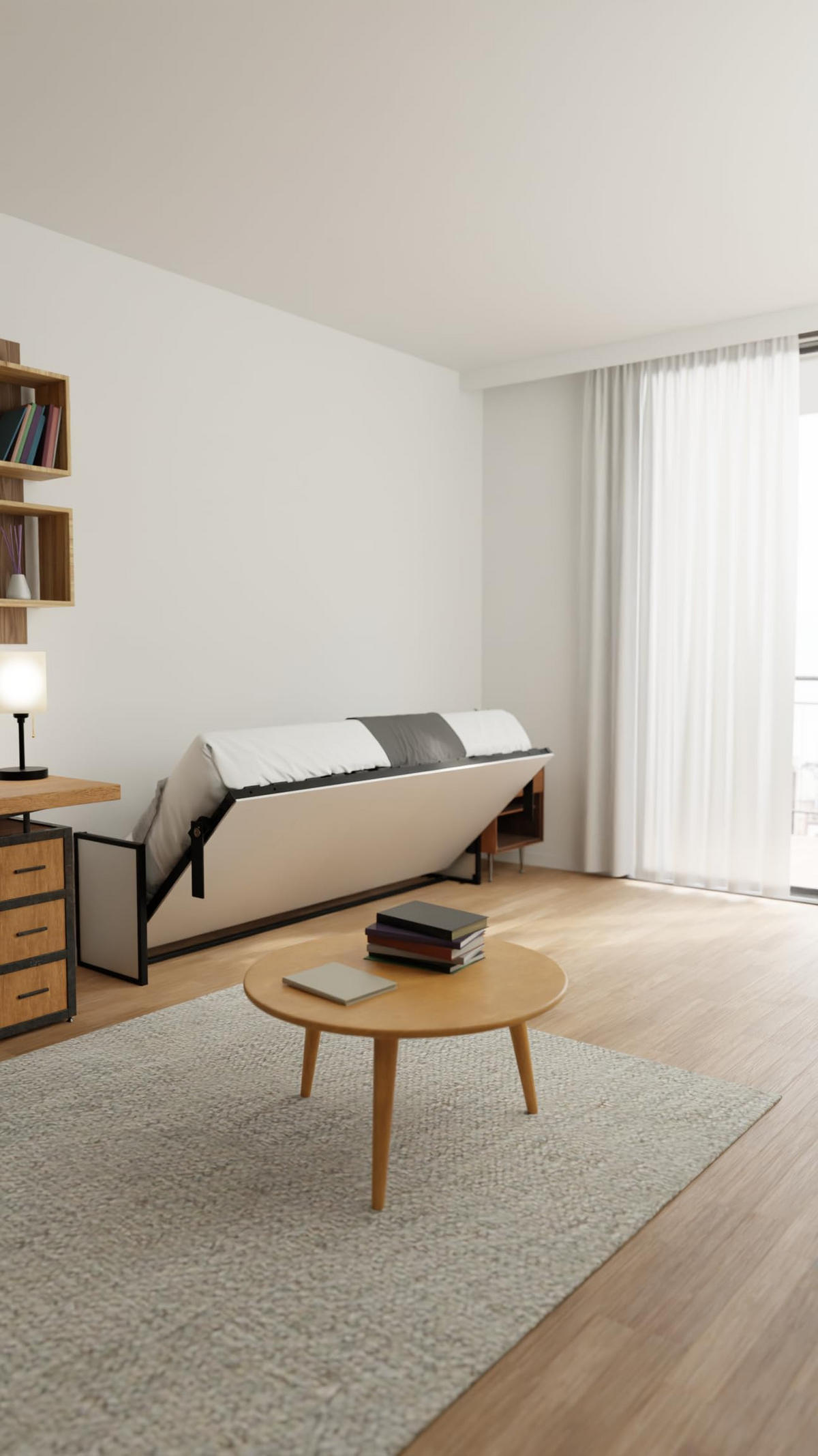 SCHRANKBETT Morphy Studio Modulares SizeFlex- und TypeFlex-System - 80x200, Horizontal - Schwarz, Metall (200/80cm) - WallBedKing