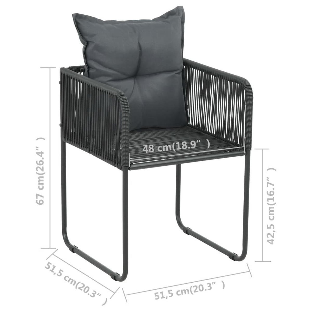 GARTEN-ESSGRUPPE 9Er Set Pvc Rattan Schwarz - Schwarz, Kunststoff - vidaXL
