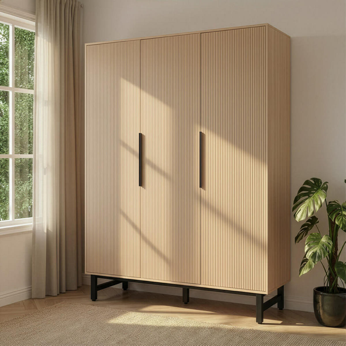 KLEIDERSCHRANK NYLA - 150 x 200 cm - Naturfarben, Holzwerkstoff (150/200/60cm) - Home Deluxe