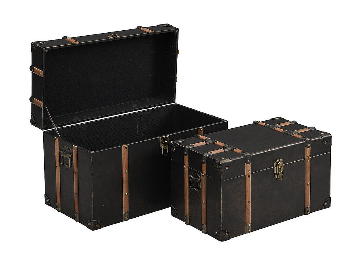 TRUHE und Kiste - 54 cm, 64 cm x 30 cm, 39 cm - holz - schokoladenbraun Mahalia - Braun, Holz (54/34/30cm) - Vente-Unique